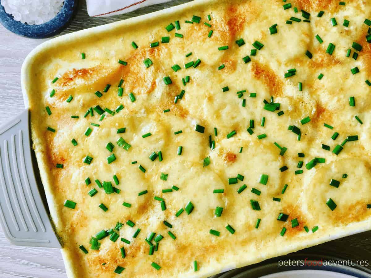 Potato bake in casserole dish